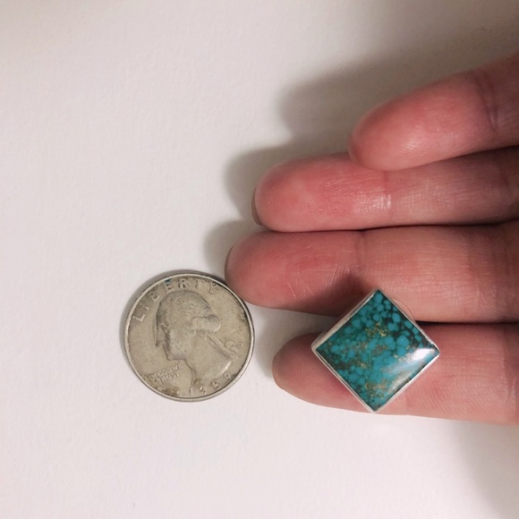 Turquoise Sterling Silver Square Earrings - Picture 4 of 9